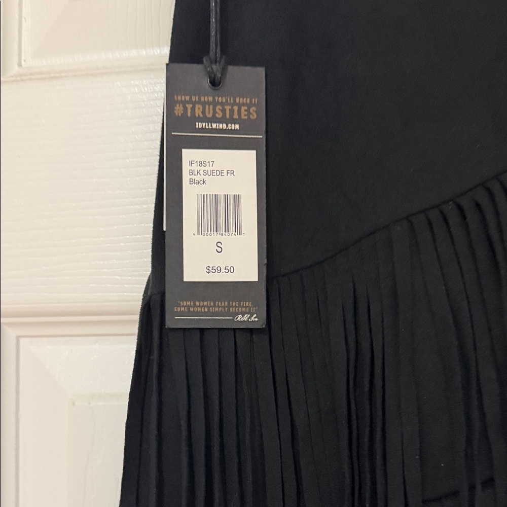Idyllwind Asymmetrical Black Fringe Skirt - Picture 4 of 4